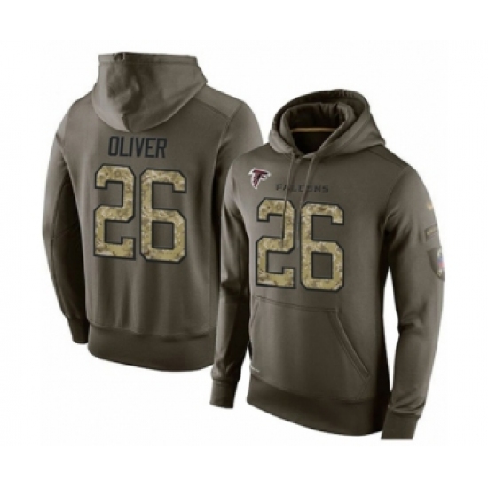 Football Men's Atlanta Falcons #26 Isaiah Oliver Green Salute To Service Pullover Hoodie - Jersey