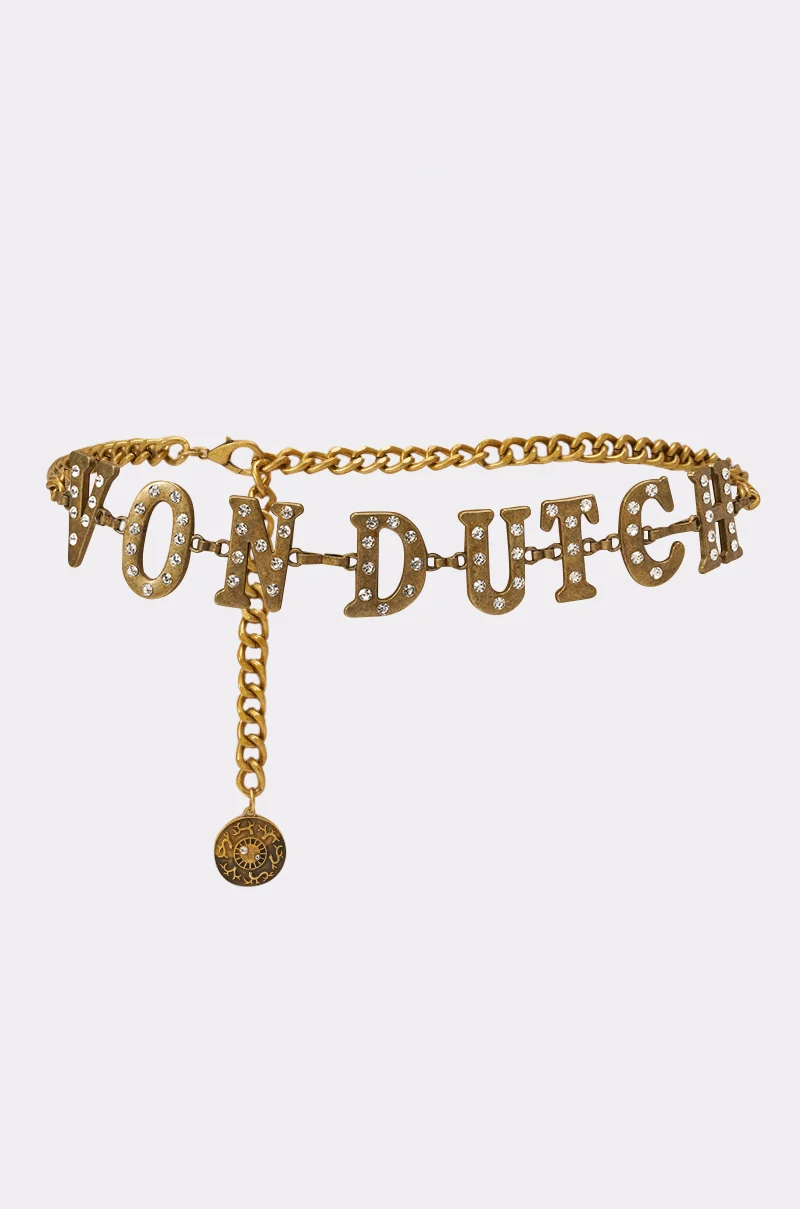 VON DUTCH RHINESTONE CHAIN BELT - Akira Wear