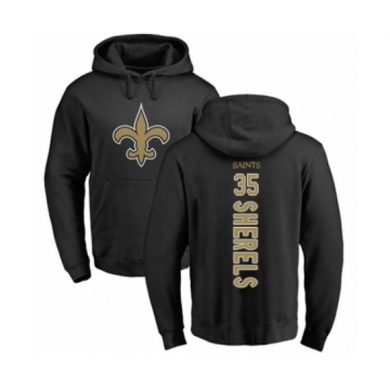 Football New Orleans Saints #35 Marcus Sherels Black Backer Pullover Hoodie - Jersey