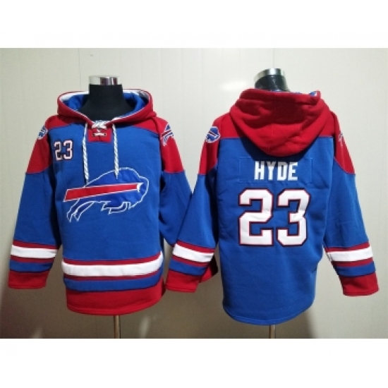 Men's Buffalo Bills #23 Micah Hyde Blue Ageless Must Have Lace Up Pullover Hoodie - Jersey