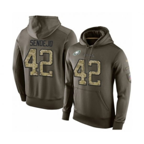 Football Men's Philadelphia Eagles #42 Andrew Sendejo Green Salute To Service Pullover Hoodie - Jersey