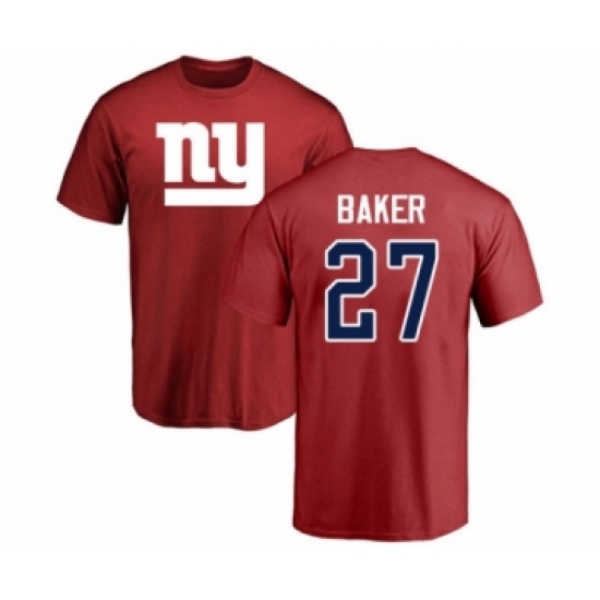 Football New York Giants #27 Deandre Baker Red Name & Number Logo T-Shirt - Jersey