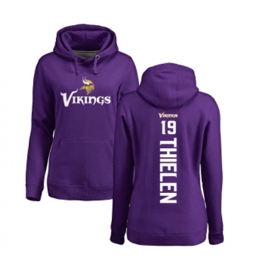 Football Women's Minnesota Vikings #19 Adam Thielen Purple Backer Pullover Hoodie - Jersey