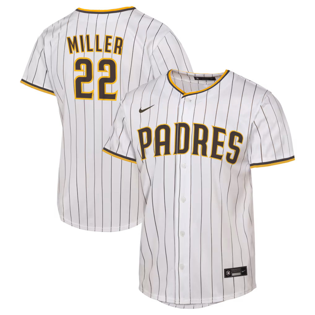 Youth San Diego Padres Mason Miller Nike White Home Replica Jersey - Jersey