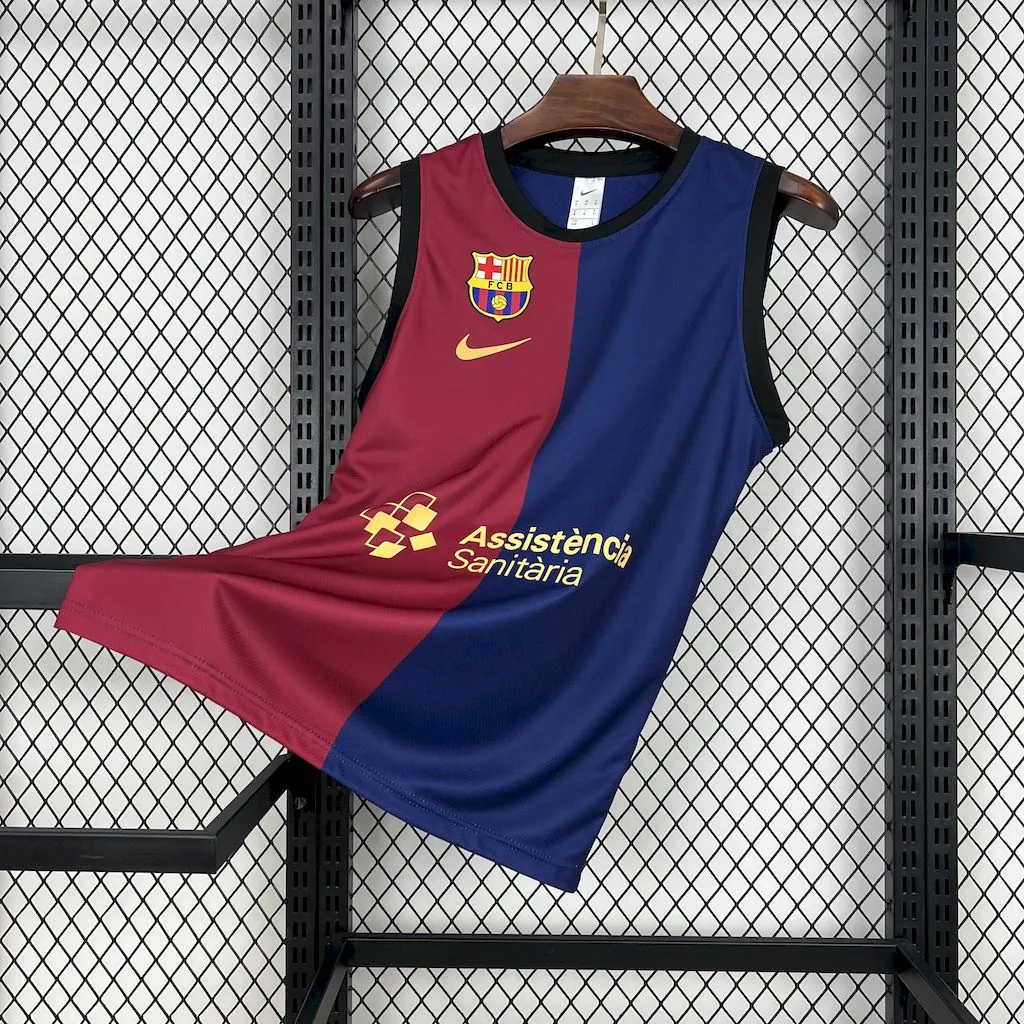 Barcelona Soccer Jersey Basketball Home Custom Vest 2024/25 - Jersey