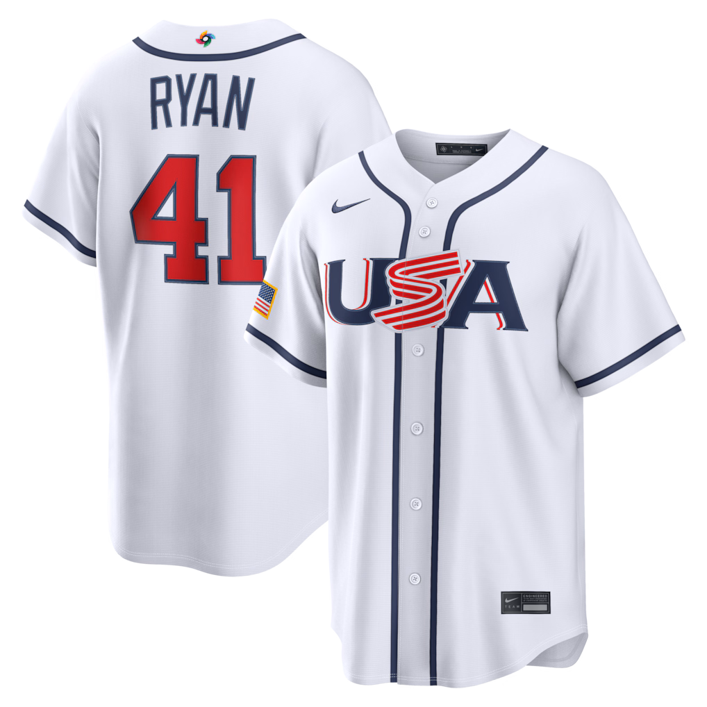 Men's USA Baseball Joe Ryan Nike White 2026 World Baseball Classic Home Stadium Jersey - Jersey