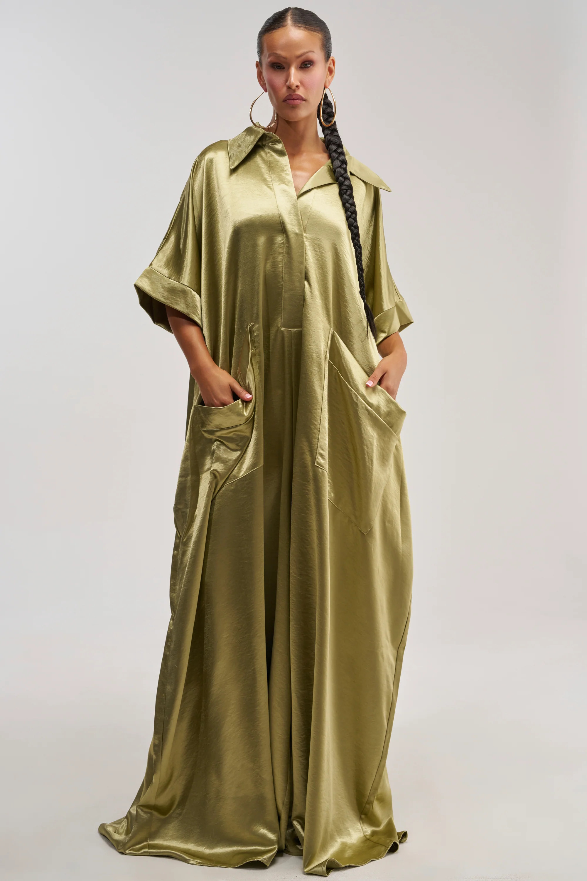 SHE'S RICH OVERSIZED JUMPSUIT IN OLIVE - Akira Wear