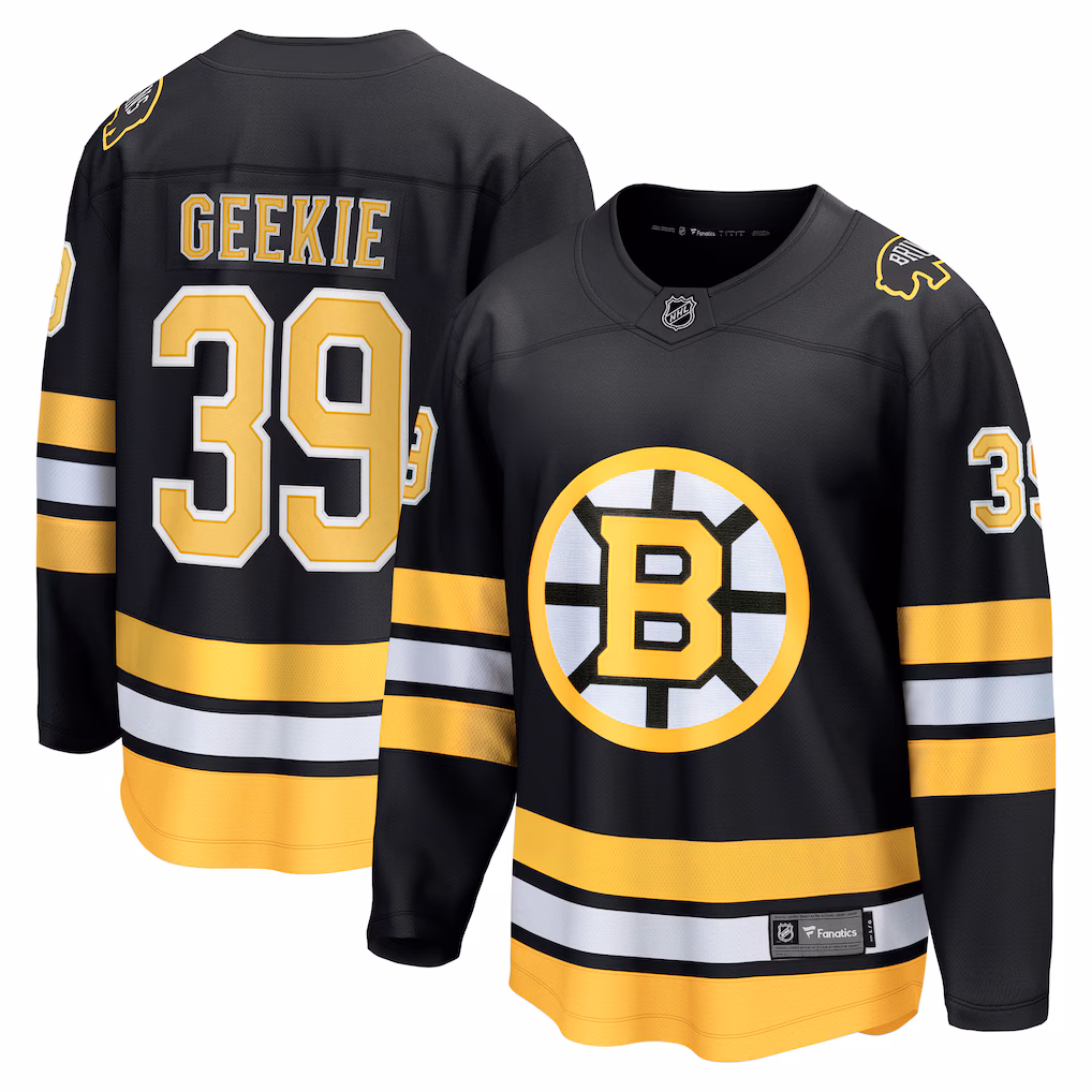 Men's Boston Bruins Morgan Geekie Fanatics Black Home Breakaway Player Jersey - Jersey