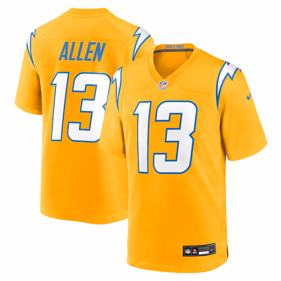 Men's Los Angeles Chargers Keenan Allen Nike Gold Alternate Charger Power Game Jersey - Jersey