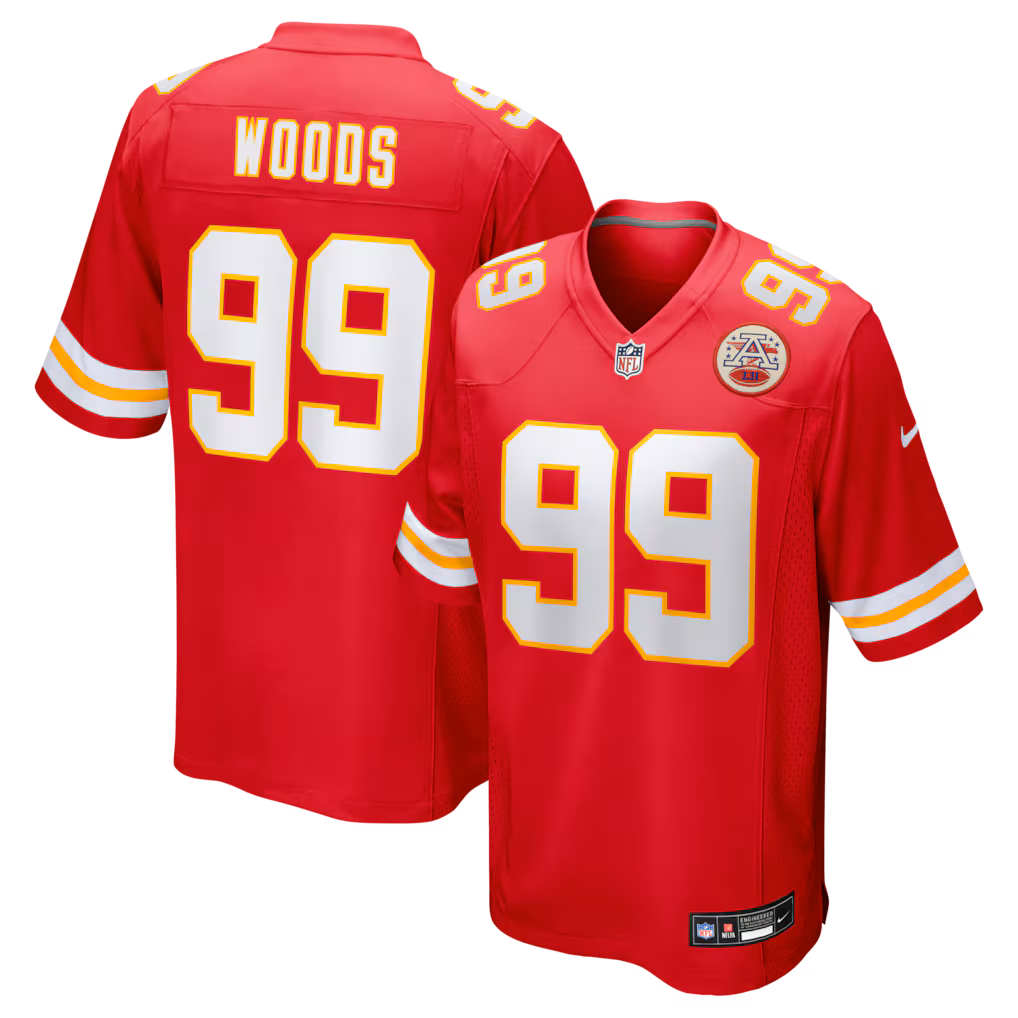 Men's Kansas City Chiefs Peter Woods Nike Red 2026 NFL Draft First Round Pick No. 29 Team Game Jersey - Jersey
