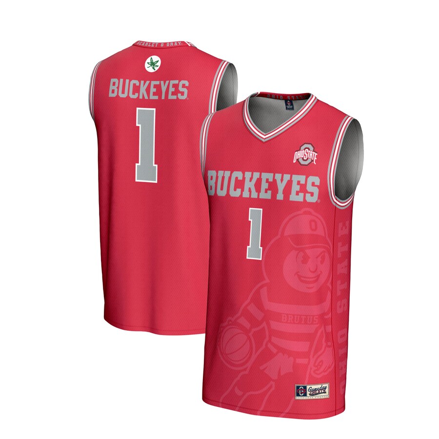 Youth GameDay Greats #1 Scarlet Ohio State Buckeyes Lightweight Icon Print Basketball Jersey - Jersey