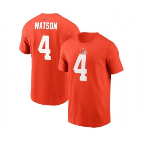 Men's Cleveland Browns #4 Deshaun Watson 2022 Orange Name & Number T-Shirt - Jersey