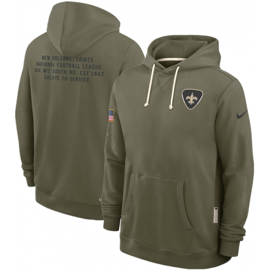 Men's New Orleans Saints Olive 2025 Salute to Service Pullover Hoodie - Jersey