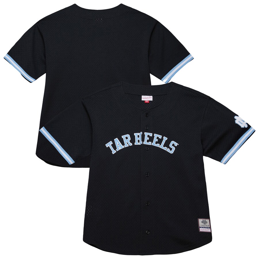 Men's Mitchell & Ness Black North Carolina Tar Heels On The Clock Full-Button Fashion Jersey - Jersey