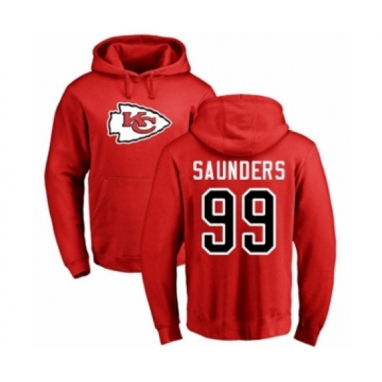 Football Kansas City Chiefs #99 Khalen Saunders Red Name & Number Logo Pullover Hoodie - Jersey