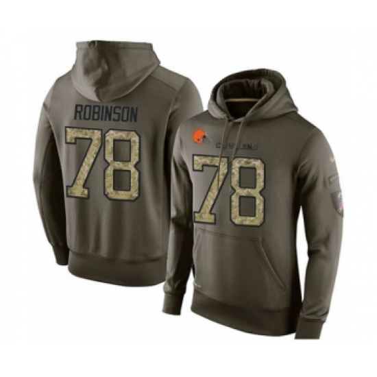 Football Men's Cleveland Browns #78 Greg Robinson Green Salute To Service Pullover Hoodie - Jersey