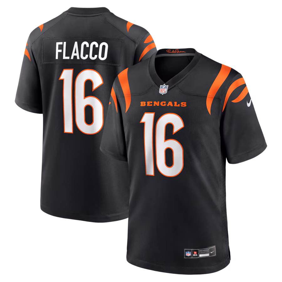 Men's Cincinnati Bengals Joe Flacco Nike Black Team Game Jersey - Jersey