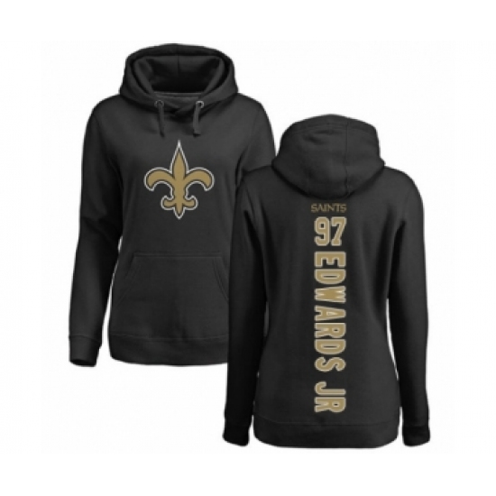 Football Women's New Orleans Saints #97 Mario Edwards Jr Black Backer Pullover Hoodie - Jersey