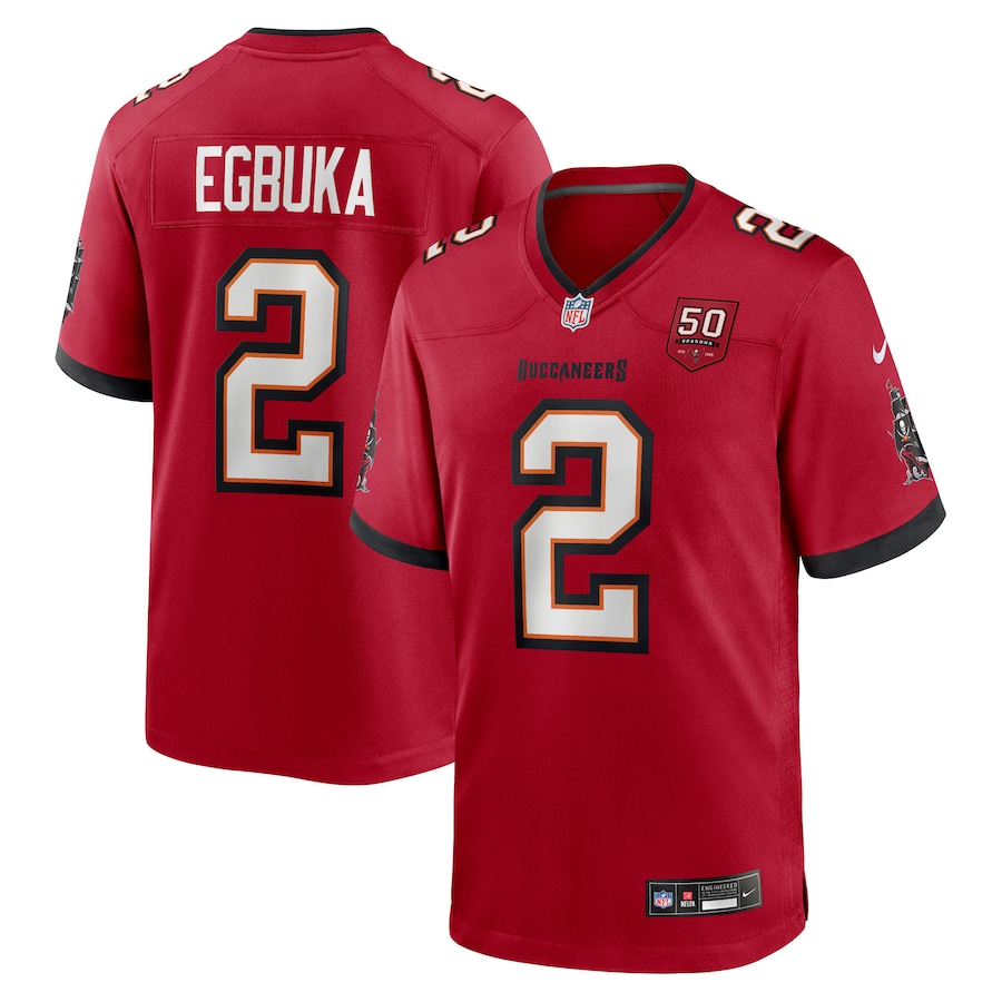 Men's Tampa Bay Buccaneers Emeka Egbuka Nike Red Team 50th Season Game Jersey - Jersey