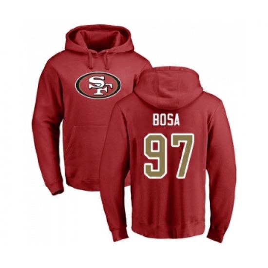 Football San Francisco 49ers #97 Nick Bosa Red Name & Number Logo Pullover Hoodie - Jersey