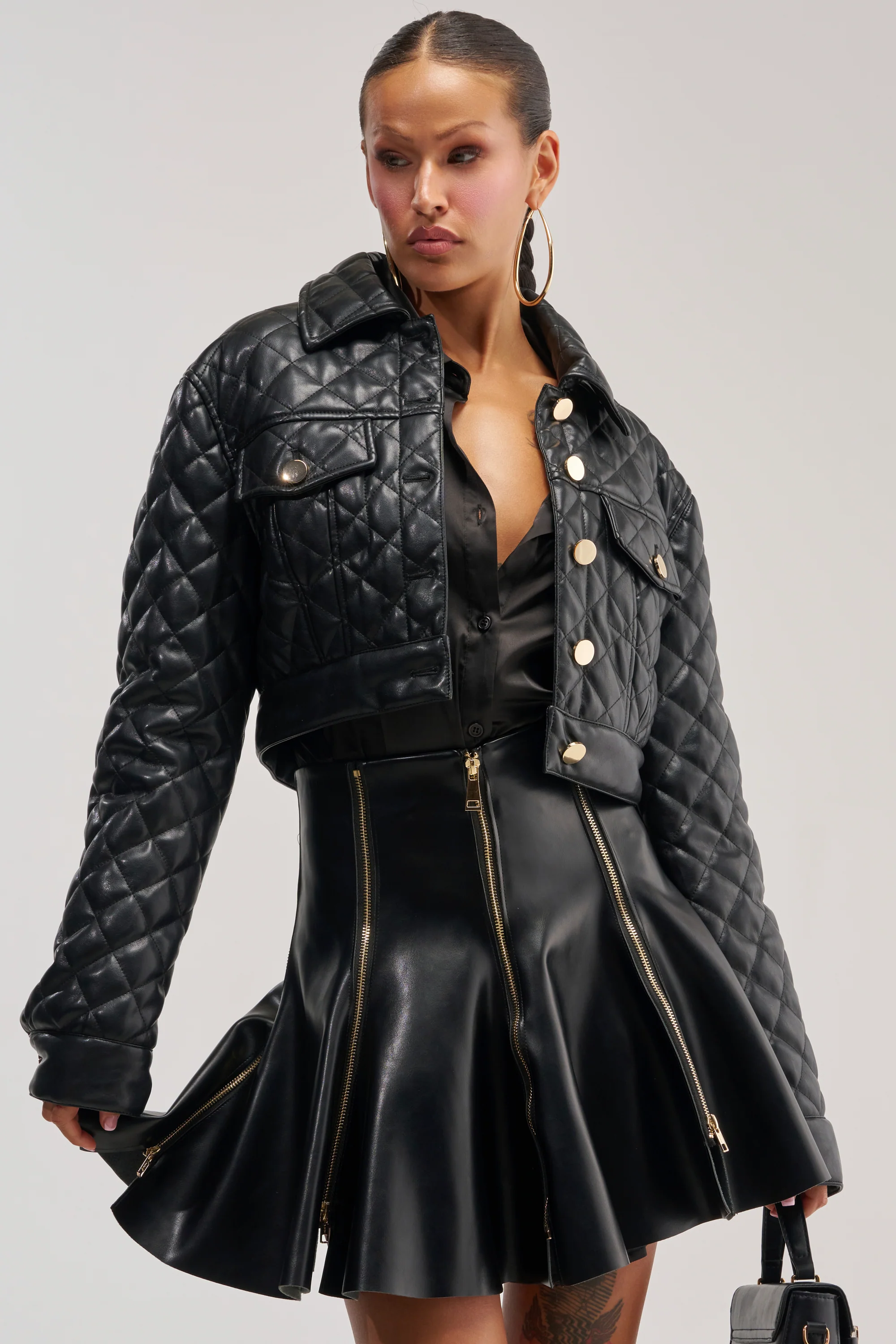 ROMY QUILTED FAUX LEATHER JACKET - Akira Wear