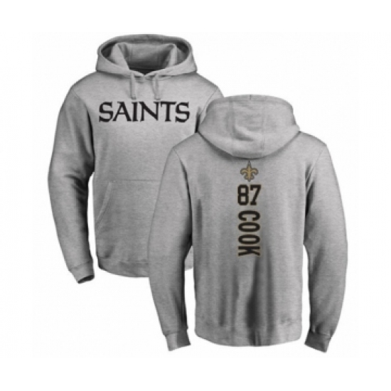 Football New Orleans Saints #87 Jared Cook Ash Backer Pullover Hoodie - Jersey
