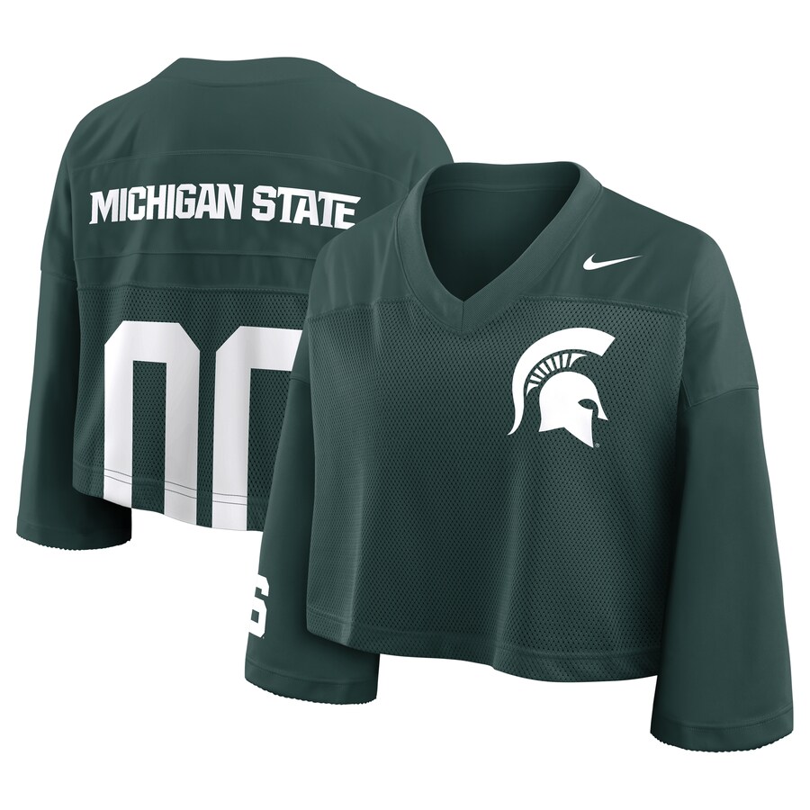 Women's Nike Green Michigan State Spartans Cropped Mesh Fashion Jersey - Jersey