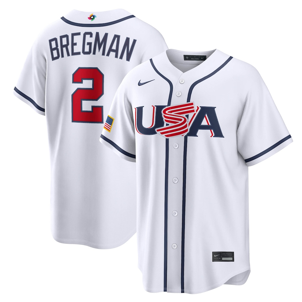 Men's USA Baseball Alex Bregman Nike White 2026 World Baseball Classic Home Stadium Jersey - Jersey