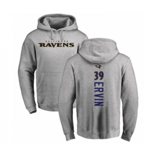 Football Baltimore Ravens #39 Tyler Ervin Ash Backer Pullover Hoodie - Jersey