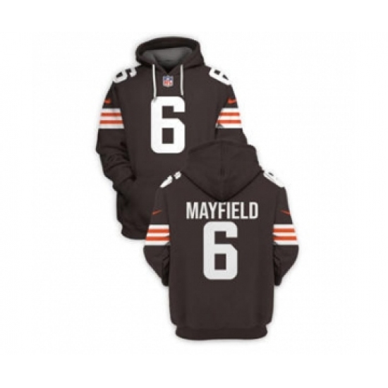 Men's Cleveland Browns #6 Baker Mayfield 2021 New Brown Pullover Football Hoodie - Jersey