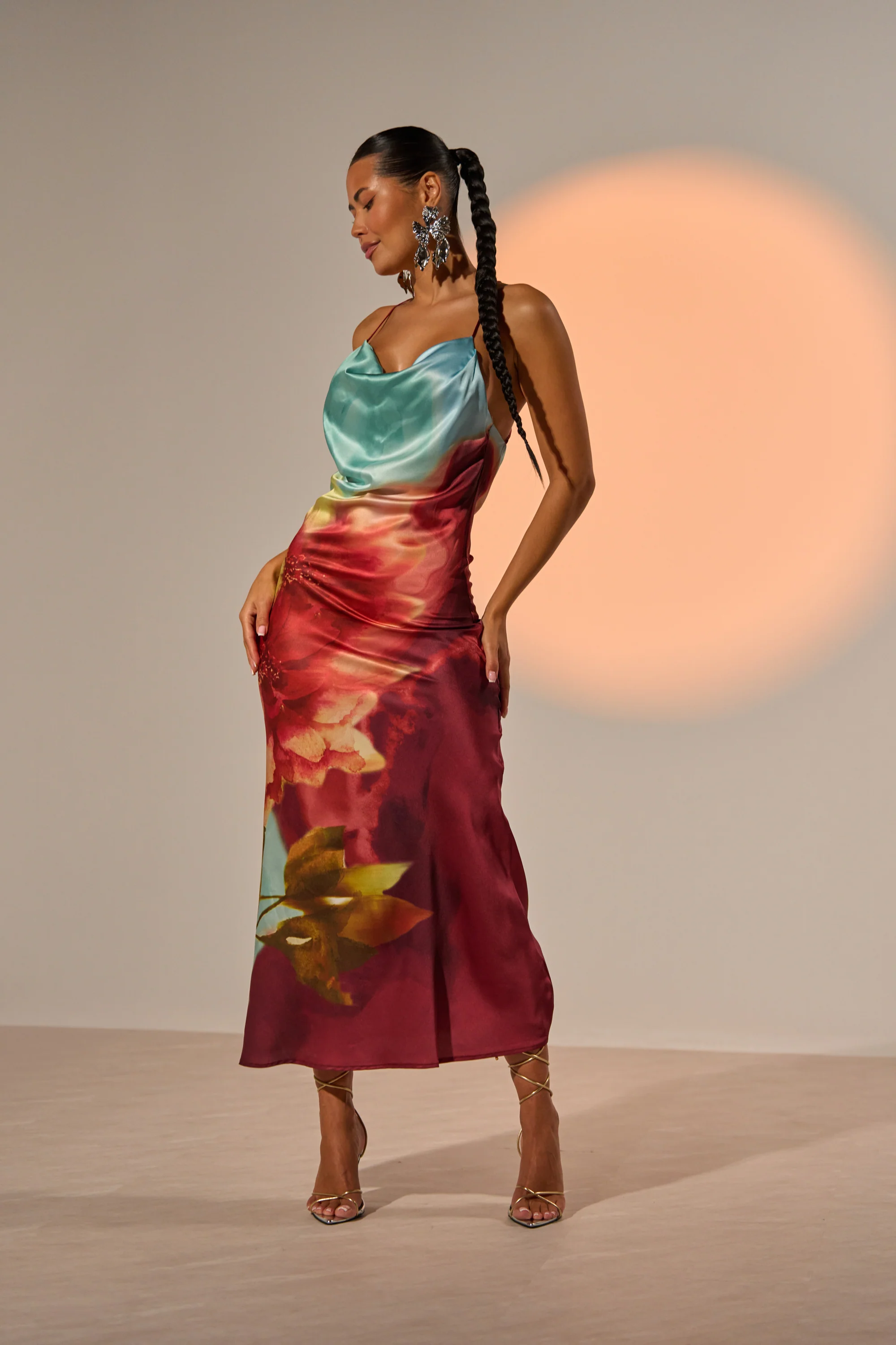 WORK OF ART SATIN MAXI DRESS - Akira Wear
