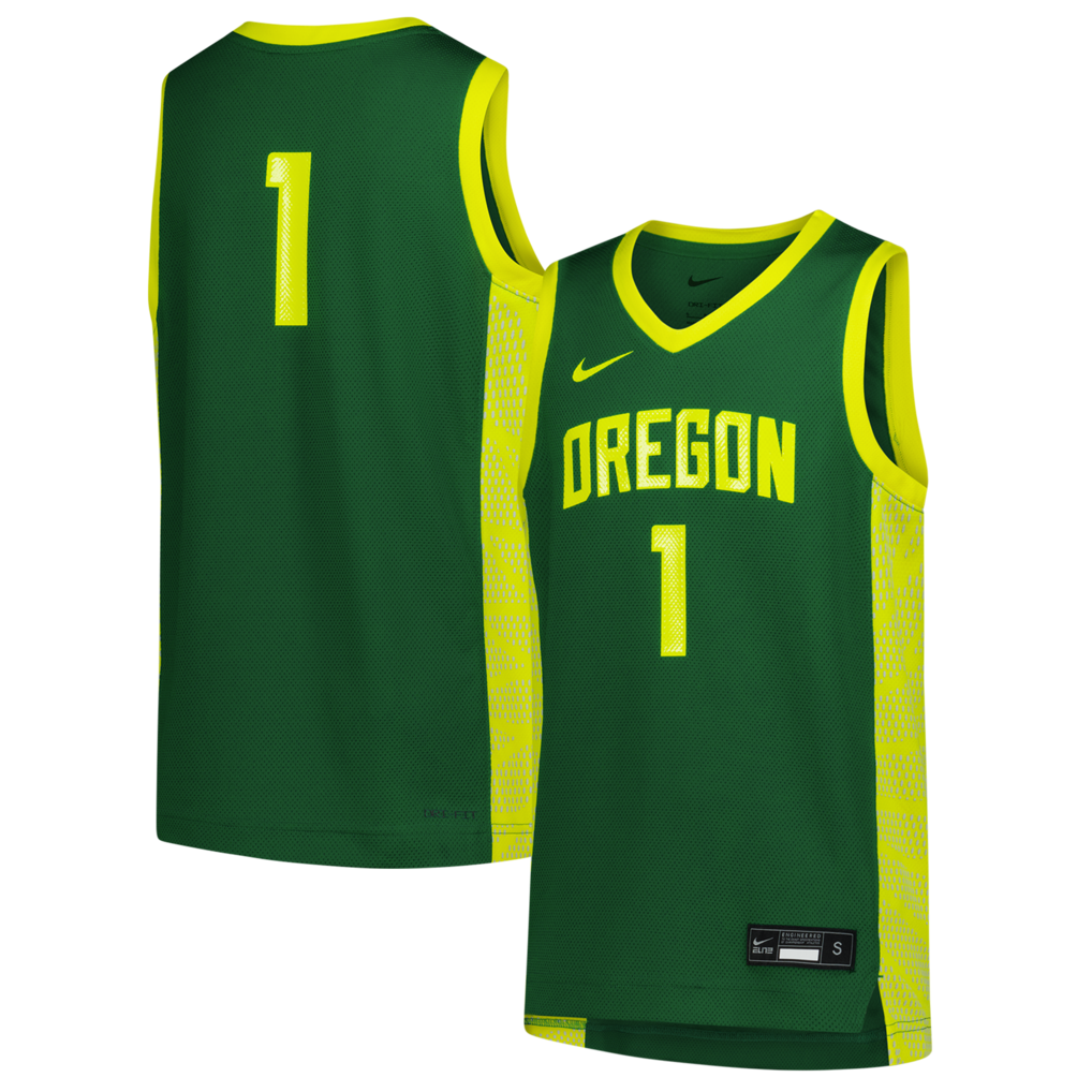 Youth Nike #1 Green Oregon Ducks Replica Basketball Jersey - Jersey