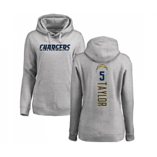 Football Women's Los Angeles Chargers #5 Tyrod Taylor Ash Backer Pullover Hoodie - Jersey