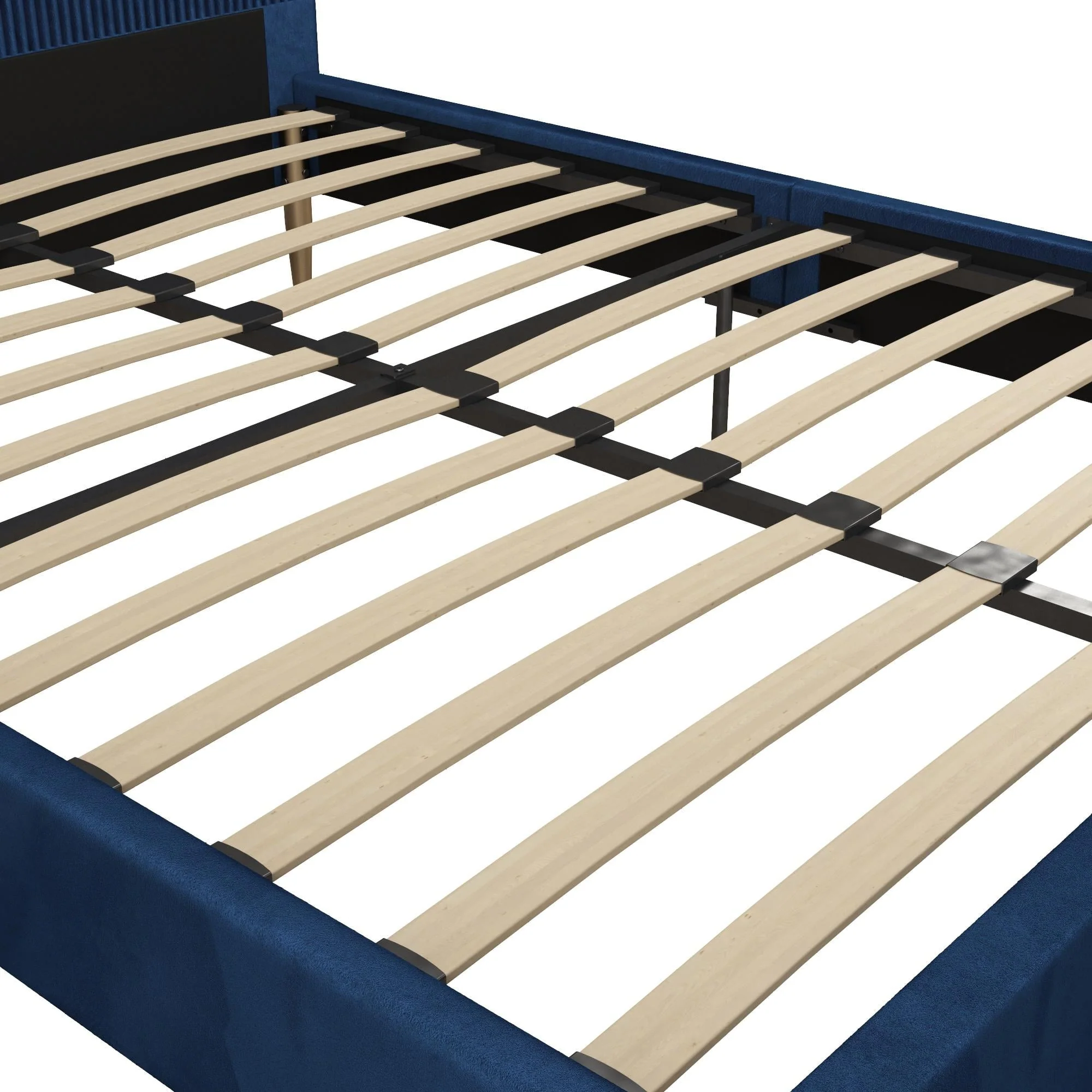 Mr. Kate Daphne Upholstered Bed with Headboard and Modern Platform Frame, Full, Blue Velvet
