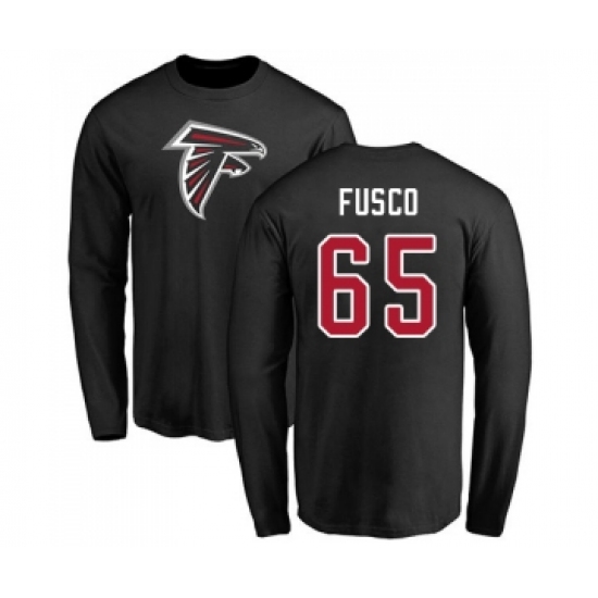 Football Atlanta Falcons #65 Brandon Fusco Black Name & Number Logo Long Sleeve T-Shirt - Jersey