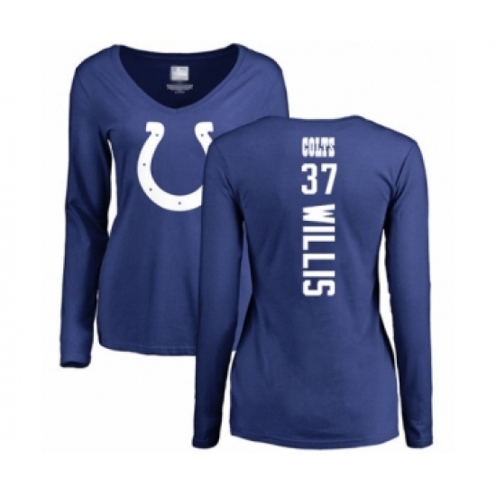 Football Women's Indianapolis Colts #37 Khari Willis Royal Blue Backer Long Sleeve T-Shirt - Jersey