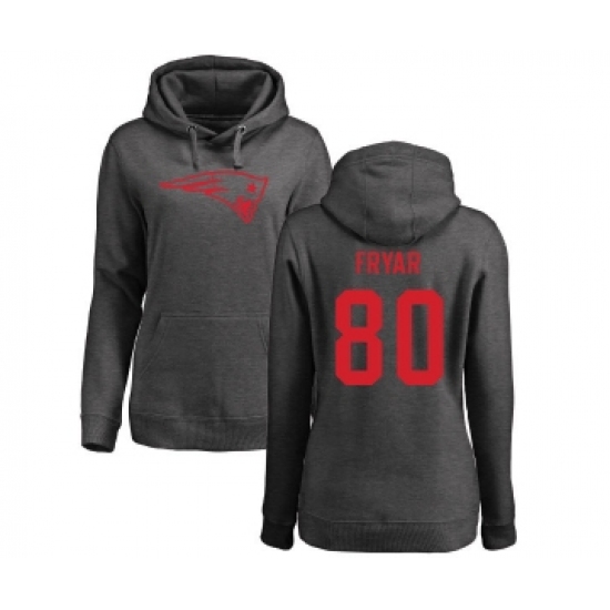 Football Women's New England Patriots #80 Irving Fryar Ash One Color Pullover Hoodie - Jersey