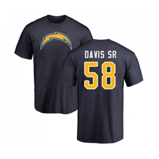 Football Los Angeles Chargers #58 Thomas Davis Sr Navy Blue Name & Number Logo T-Shirt - Jersey
