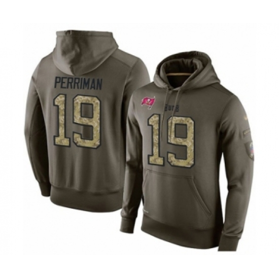 Football Men's Tampa Bay Buccaneers #19 Breshad Perriman Green Salute To Service Pullover Hoodie - Jersey