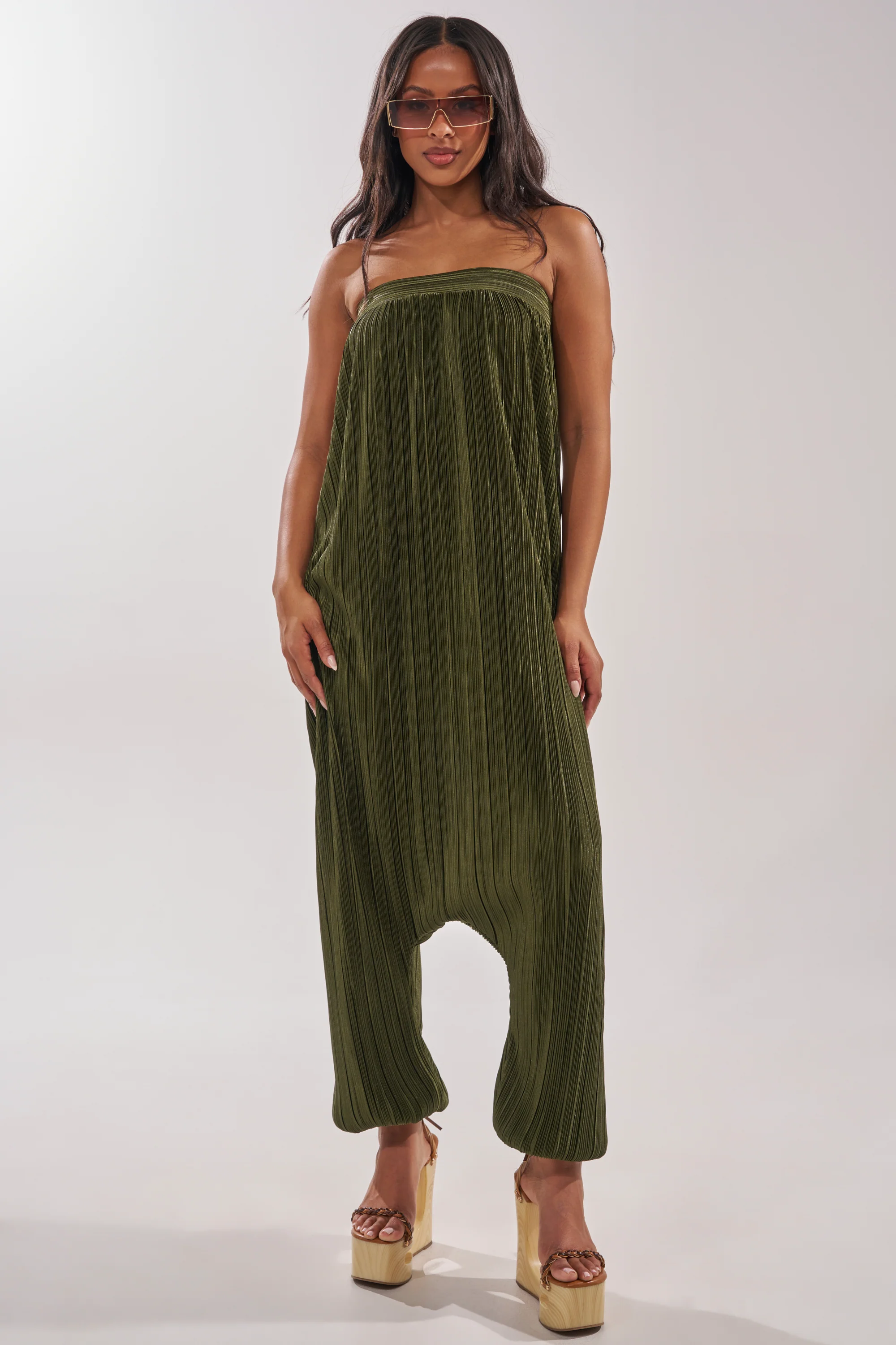 FROM THE CITY DROP CROTCH JUMPSUIT IN OLIVE - Akira Wear