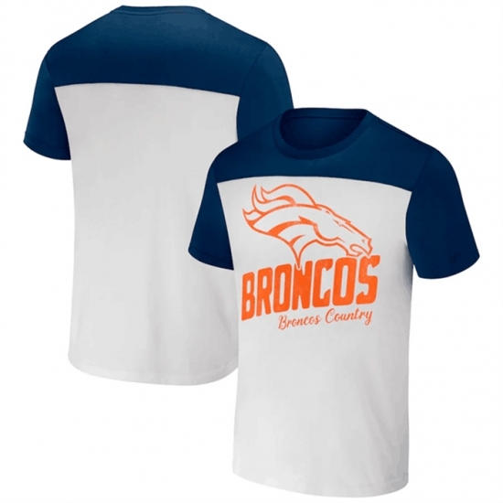 Men's Denver Broncos Cream Navy X Darius Rucker Collection Colorblocked T Shirt - Jersey
