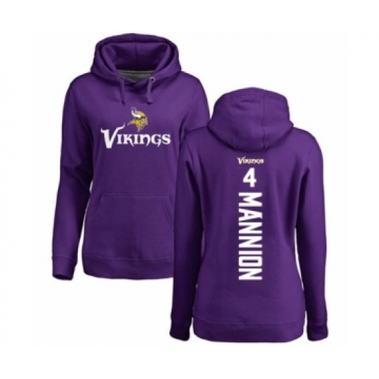 Football Women's Minnesota Vikings #4 Sean Mannion Purple Backer Pullover Hoodie - Jersey