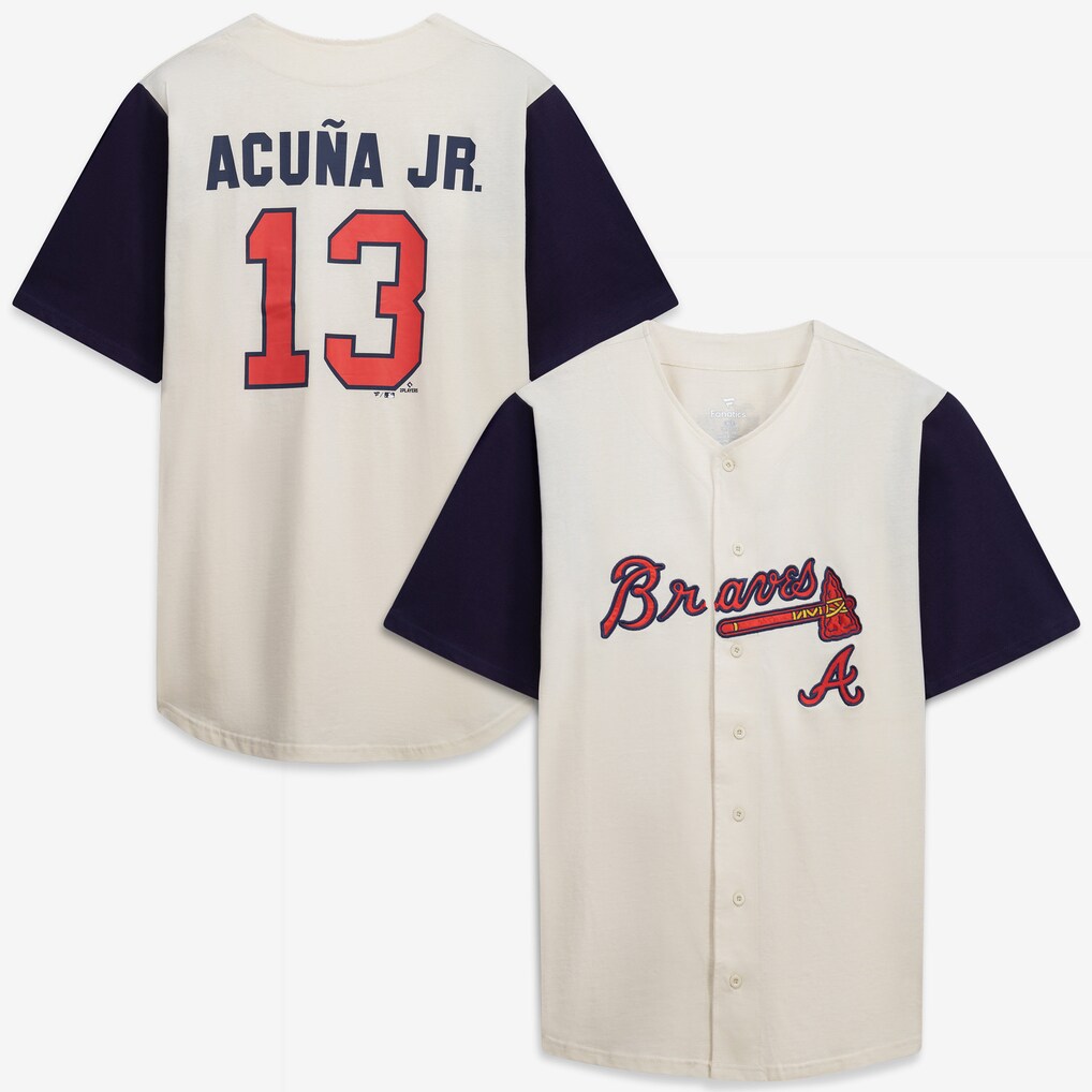 Men's Atlanta Braves Profile Cream/Navy Big & Tall Two-Color Fashion Jersey - Jersey