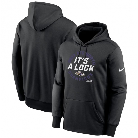 Men's Baltimore Ravens Black 2023 AFC North Division Champions Locker Room Trophy Collection Pullover Hoodie - Jersey