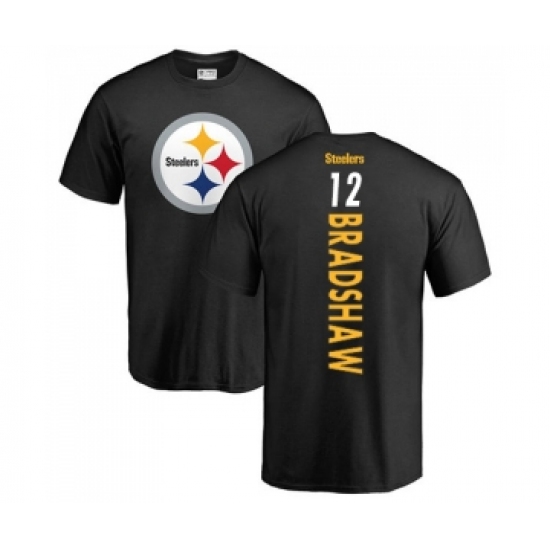 Football Pittsburgh Steelers #12 Terry Bradshaw Black Backer T-Shirt - Jersey