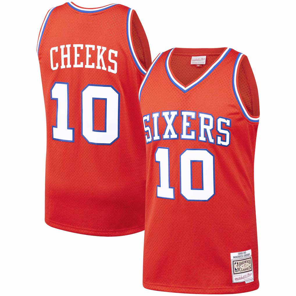 Men's Philadelphia 76ers Maurice Cheeks Mitchell & Ness Red Hardwood Classics Swingman Jersey - Jersey