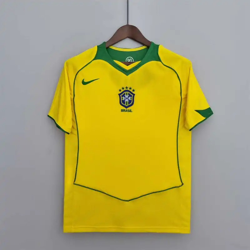 Brazil Retro Jersey Custom Home Soccer Jersey 2004 - Jersey