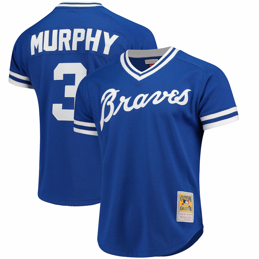 Men's Atlanta Braves Dale Murphy Mitchell & Ness Royal Cooperstown Mesh Batting Practice Jersey - Jersey