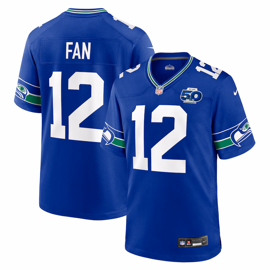 Men's Seattle Seahawks 12s Nike Royal Alternate 50th Season Game Jersey - Jersey