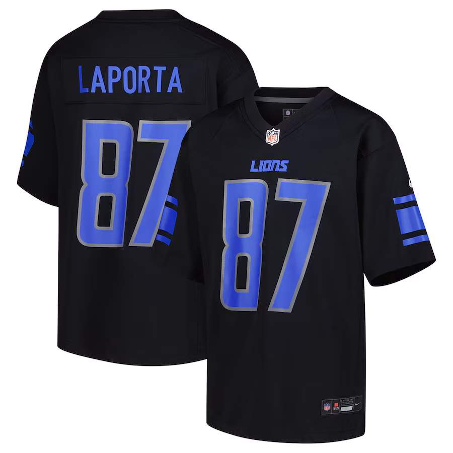 Youth Detroit Lions Sam LaPorta Nike Black Game Jersey - Jersey